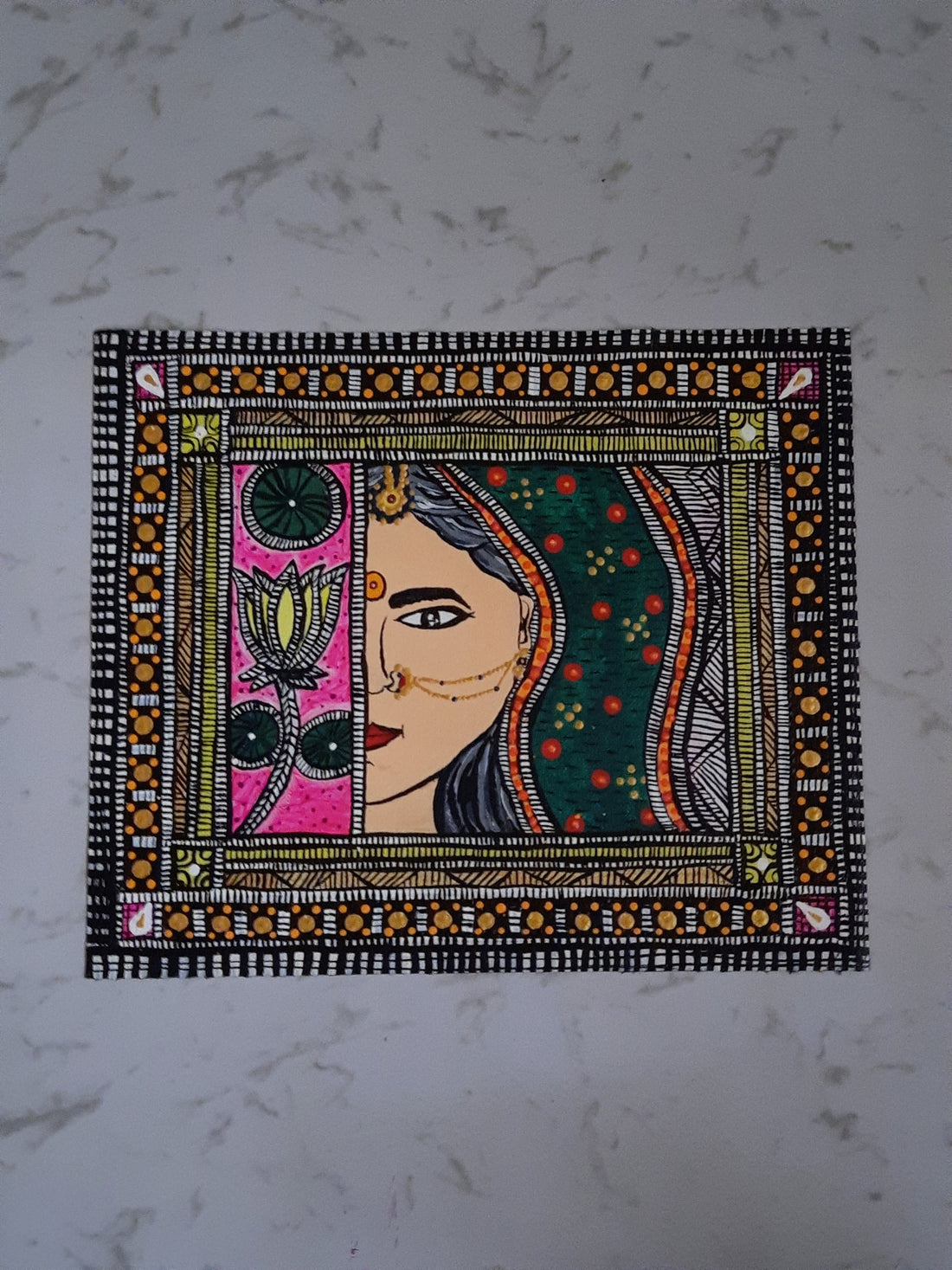 woman madhubani or mithila painting for positivity.Visit our website and BUY NOW:-https://www.amrutaartpositivityforyou.com/